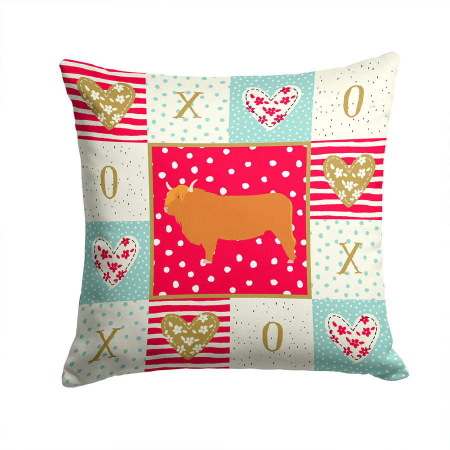 Highland Cow Love Fabric Decorative Pillow Image 1