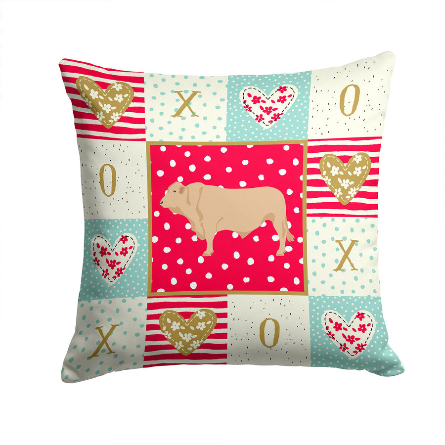 Charolais Cow Love Fabric Decorative Pillow Image 1