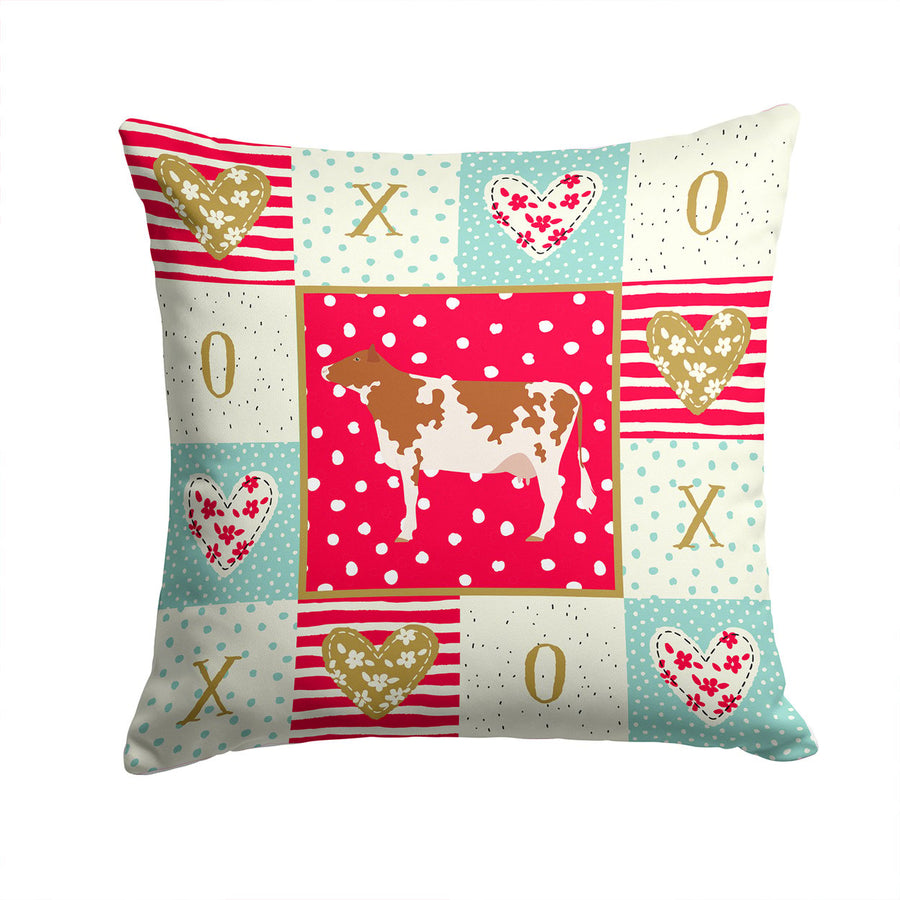 Ayrshire Cow Love Fabric Decorative Pillow Image 1