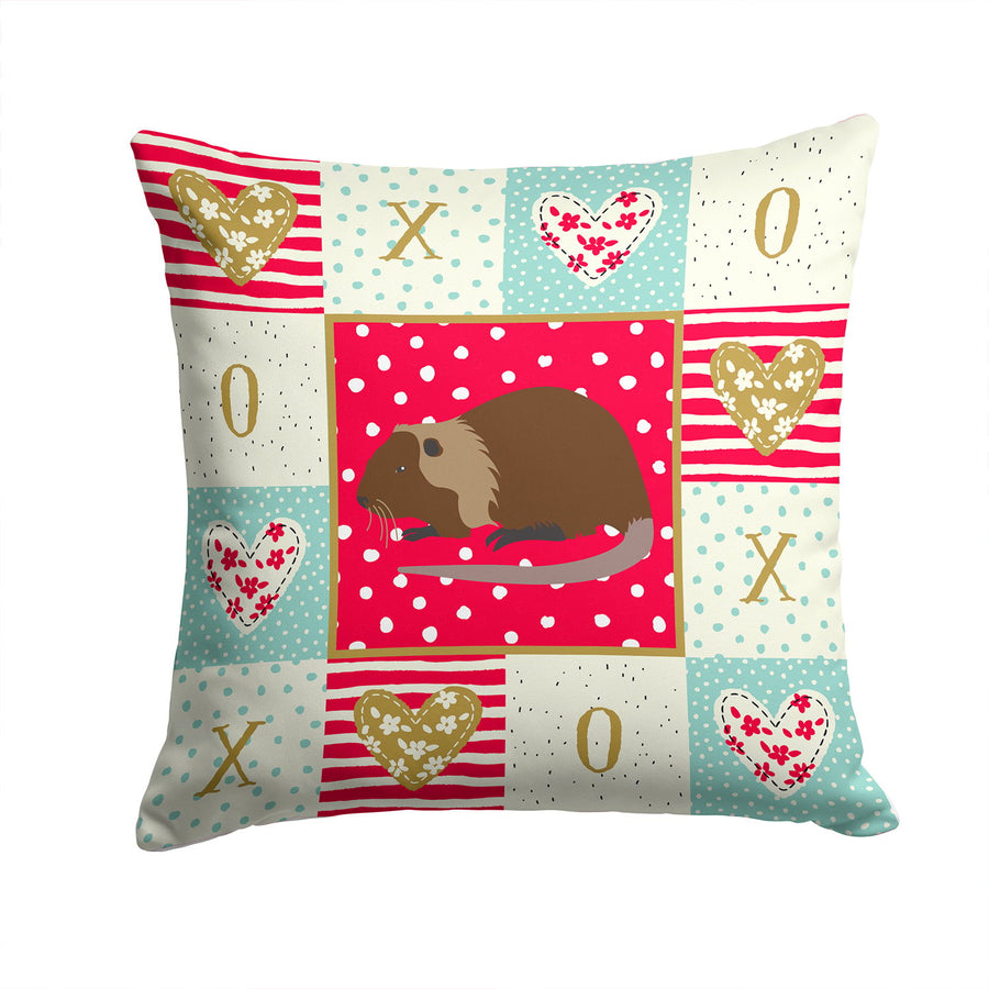 Coypu Nutria River Rat Love Fabric Decorative Pillow Image 1