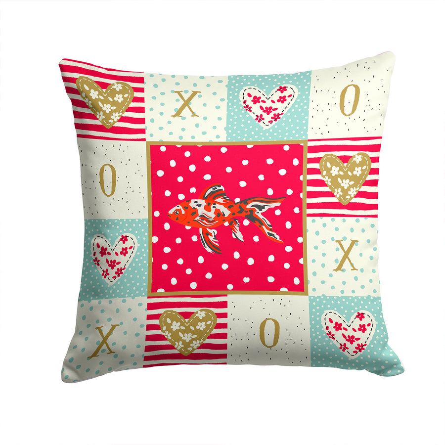 Shubunkin Goldfish Love Fabric Decorative Pillow Image 1