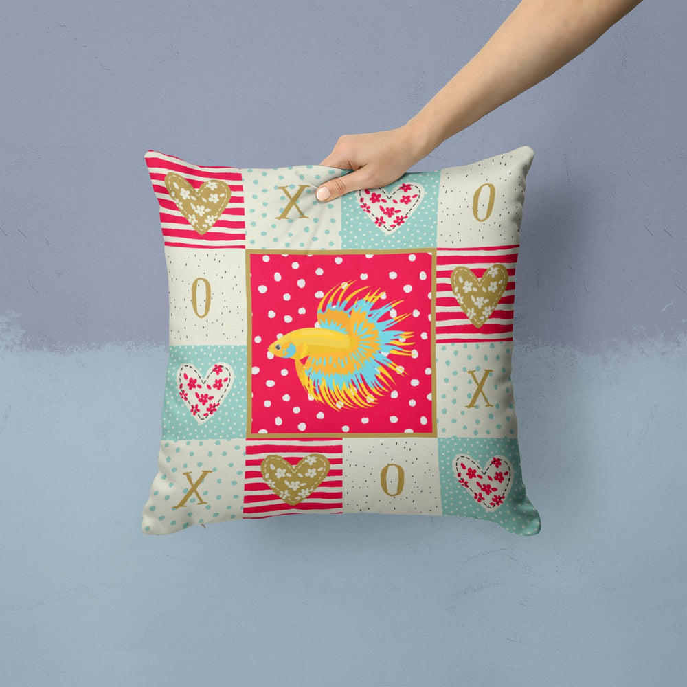 CrownTail Betta Love Fabric Decorative Pillow Image 2