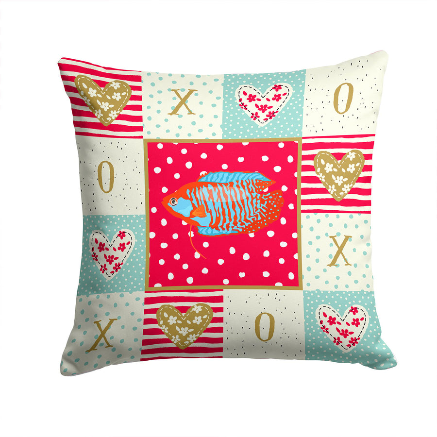 Dwarf Gourami Love Fabric Decorative Pillow Image 1