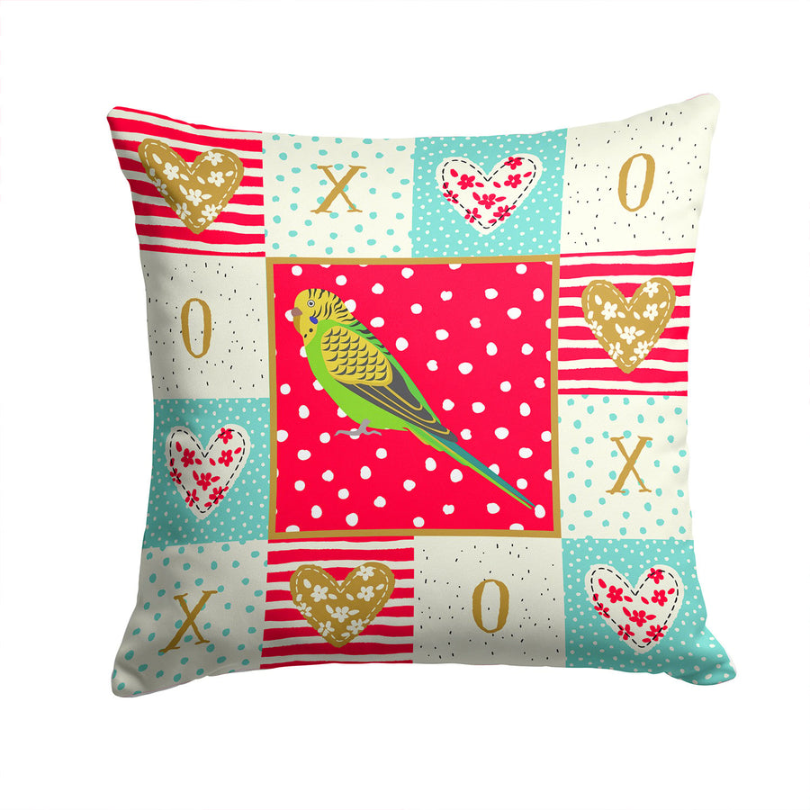 Budgerigar Love Fabric Decorative Pillow Image 1