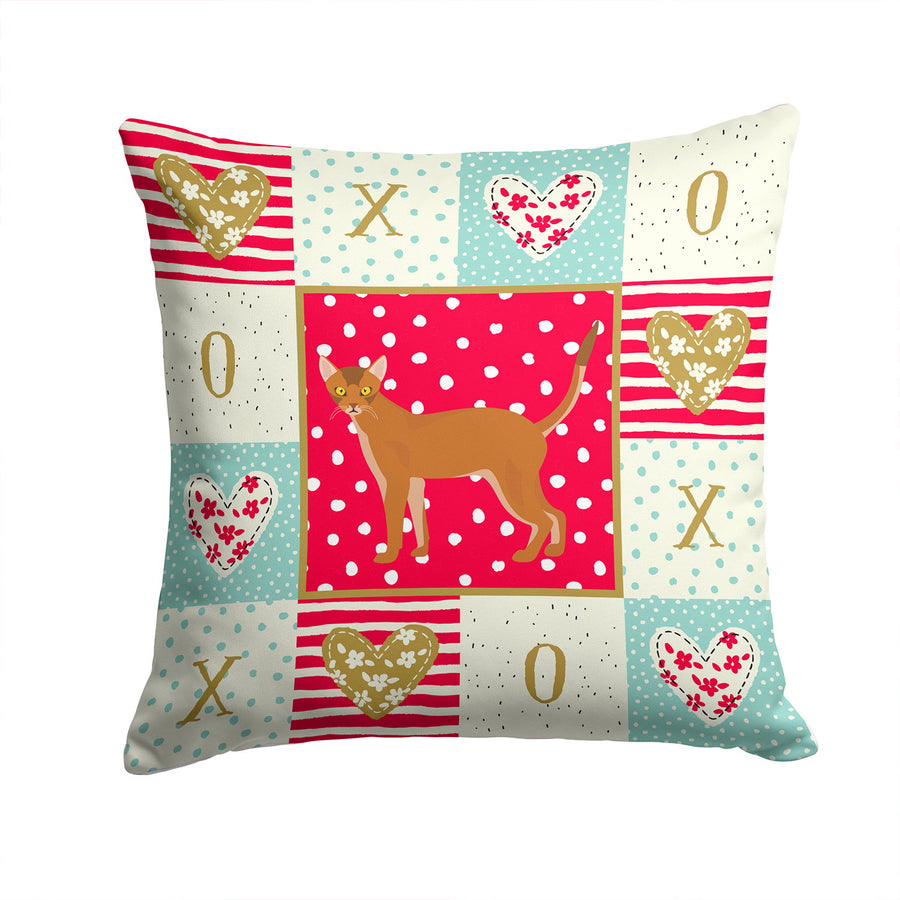 Red Abyssinian Cat Love Fabric Decorative Pillow Image 1