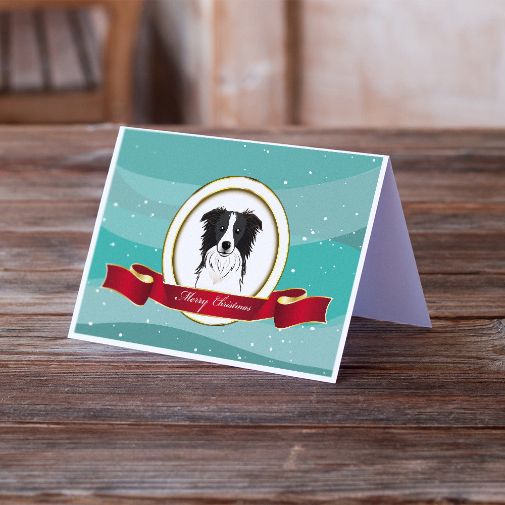 Border Collie Merry Christmas Greeting Cards and Envelopes Pack of 8 Image 2