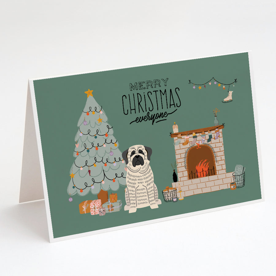 White Mastiff Brindle Christmas Everyone Greeting Cards and Envelopes Pack of 8 Image 1