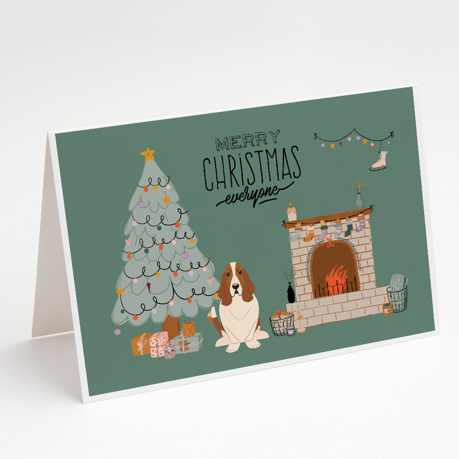 Basset Hound Christmas Everyone Greeting Cards and Envelopes Pack of 8 Image 1