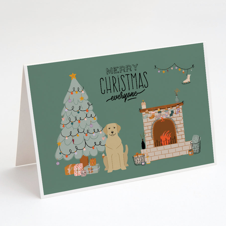 Yellow Labrador Christmas Everyone Greeting Cards and Envelopes Pack of 8 Image 1