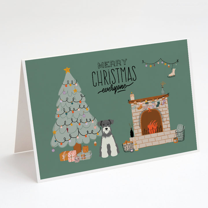 Salt and Pepper Miniature Schnauzer Christmas Everyone Greeting Cards and Envelopes Pack of 8 Image 1