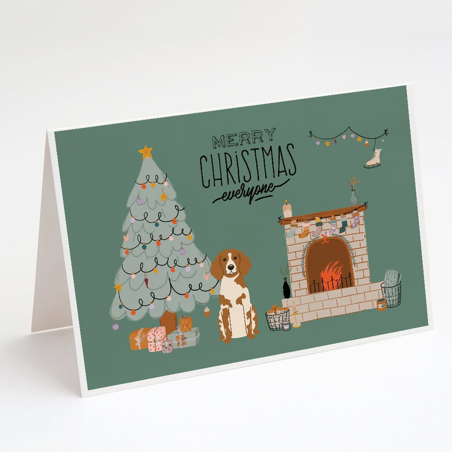 Brittany Spaniel Christmas Everyone Greeting Cards and Envelopes Pack of 8 Image 1