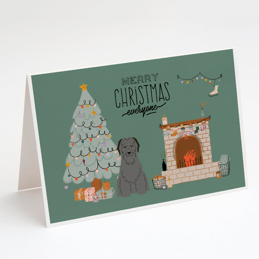 Black Briard Christmas Everyone Greeting Cards and Envelopes Pack of 8 Image 1