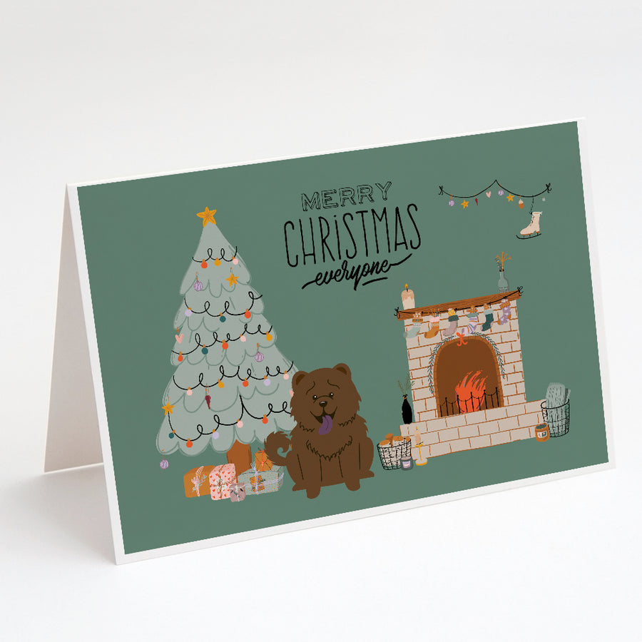 Chocolate Chow Chow Christmas Everyone Greeting Cards and Envelopes Pack of 8 Image 1