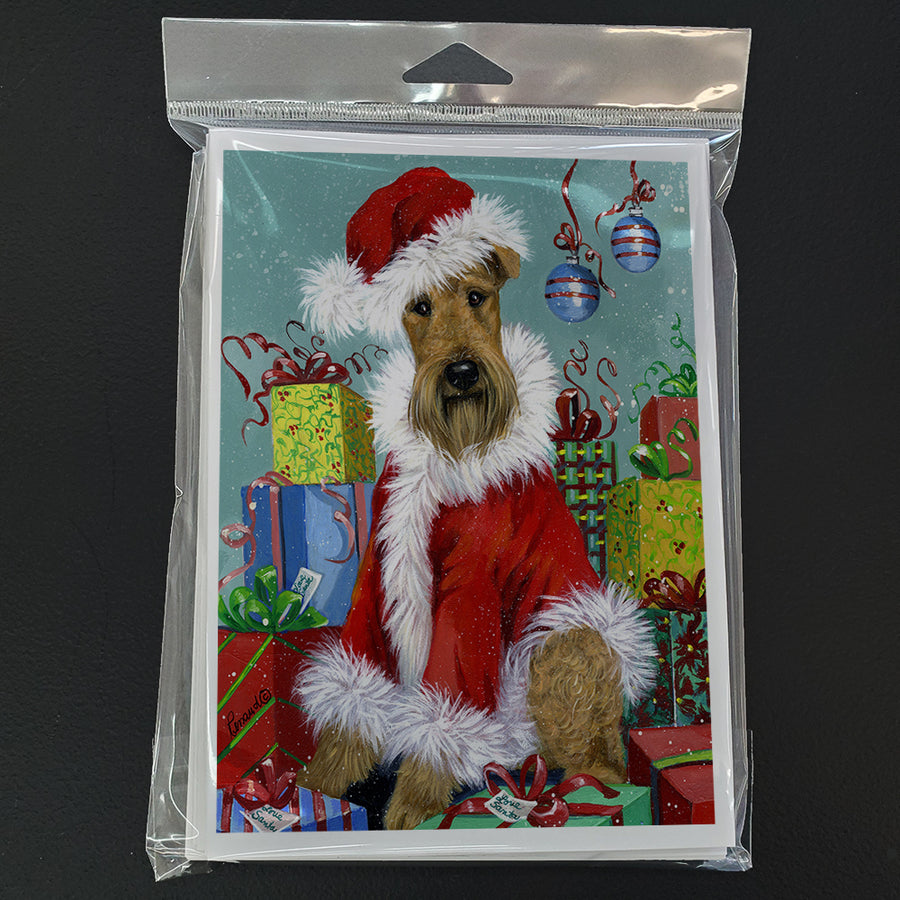 Airedale Santa Christmas Greeting Cards and Envelopes Pack of 8 Image 1