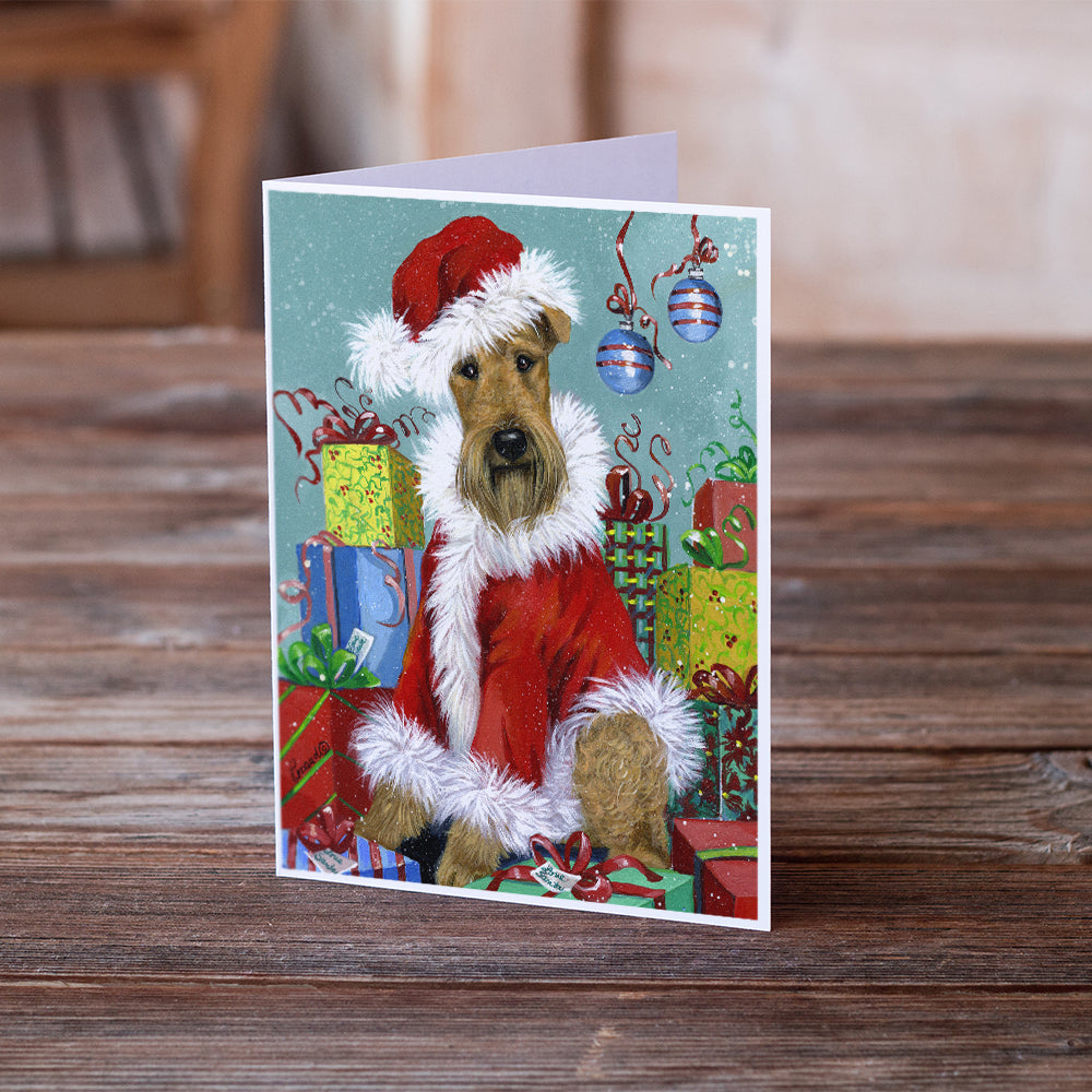 Airedale Santa Christmas Greeting Cards and Envelopes Pack of 8 Image 2