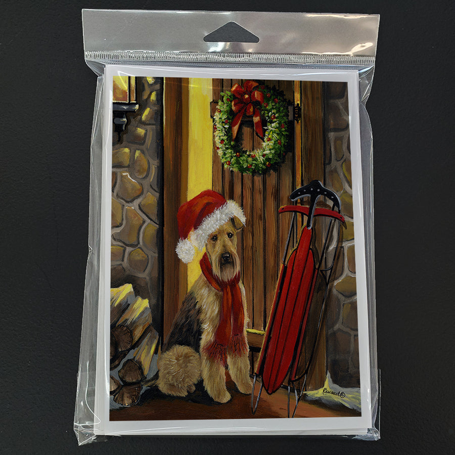 Airedale Welcome Home Christmas Greeting Cards and Envelopes Pack of 8 Image 1