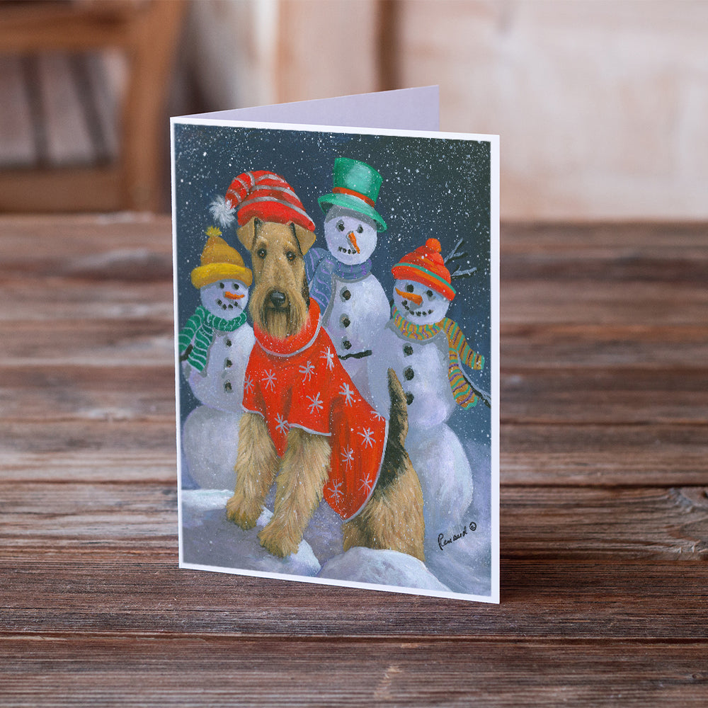 Airedale Snowpeople Christmas Greeting Cards and Envelopes Pack of 8 Image 2