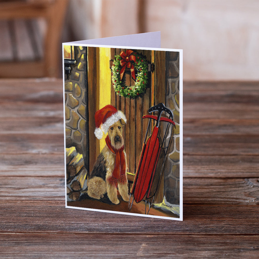 Airedale Welcome Home Christmas Greeting Cards and Envelopes Pack of 8 Image 2