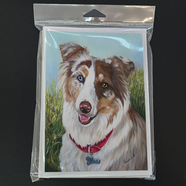 Australian Shepherd Scarlet Greeting Cards and Envelopes Pack of 8 Image 1