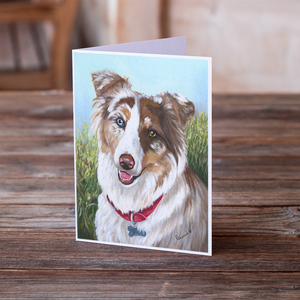 Australian Shepherd Scarlet Greeting Cards and Envelopes Pack of 8 Image 2