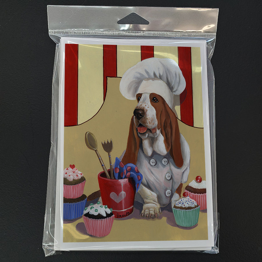 Basset Hound Cupcake Hound Greeting Cards and Envelopes Pack of 8 Image 1