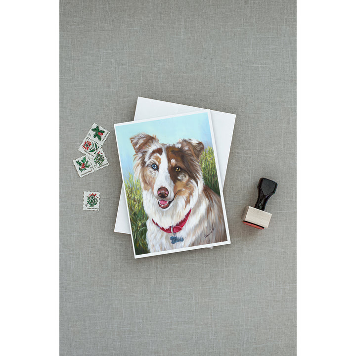 Australian Shepherd Scarlet Greeting Cards and Envelopes Pack of 8 Image 3