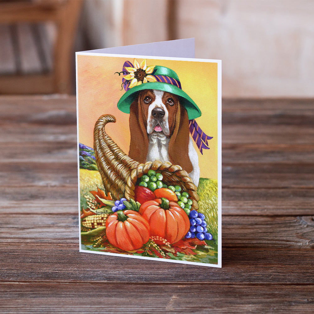 Basset Hound Autumn Greeting Cards and Envelopes Pack of 8 Image 2