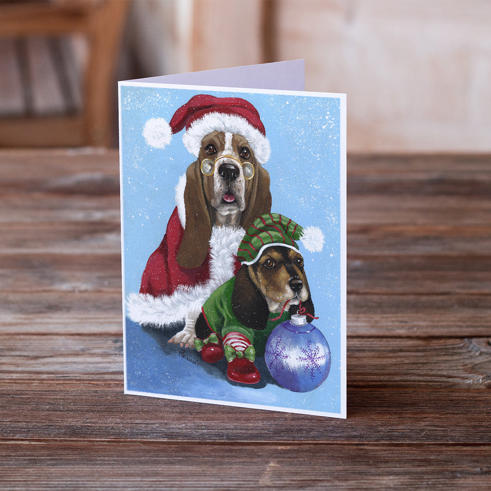 Basset Hound Santa Christmas Greeting Cards and Envelopes Pack of 8 Image 2