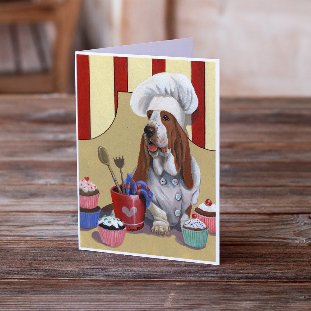 Basset Hound Cupcake Hound Greeting Cards and Envelopes Pack of 8 Image 2