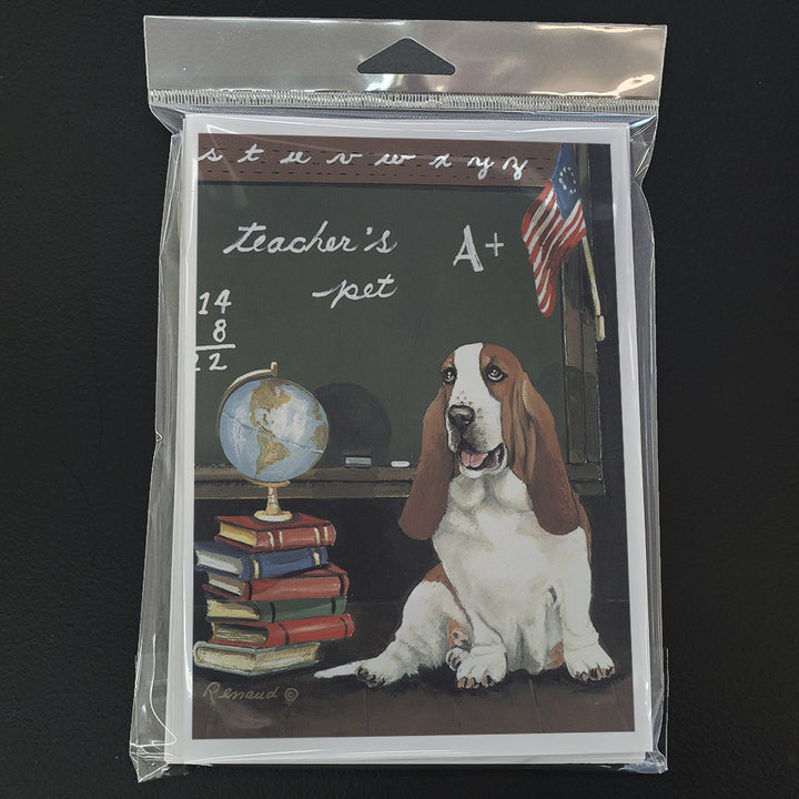 Basset Hound Teachers Pet Greeting Cards and Envelopes Pack of 8 Image 1