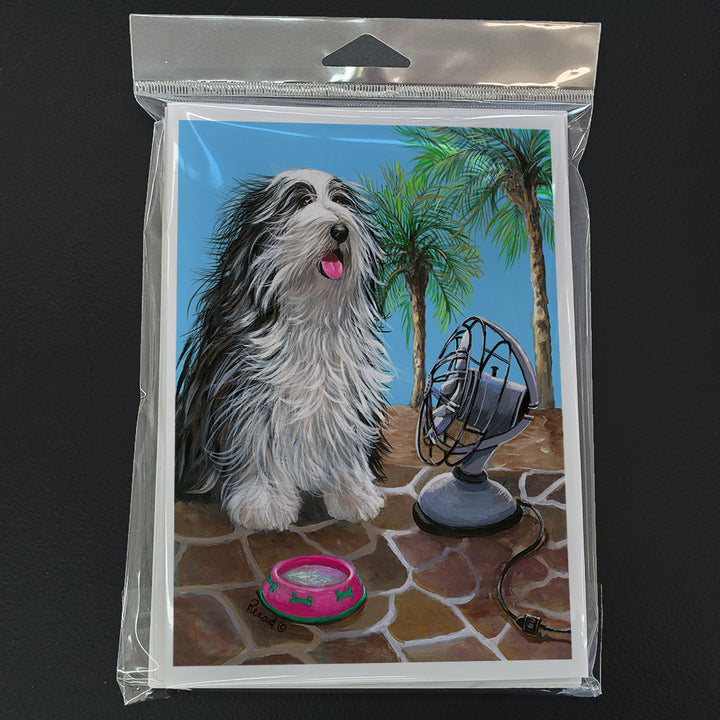 Bearded Collie Cool Summer Greeting Cards and Envelopes Pack of 8 Image 1