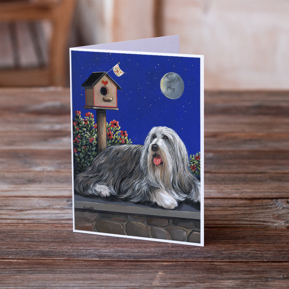 Bearded Collie Moon shine Greeting Cards and Envelopes Pack of 8 Image 2