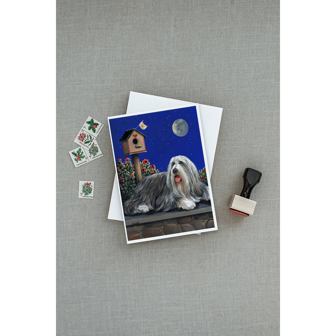 Bearded Collie Moon shine Greeting Cards and Envelopes Pack of 8 Image 3