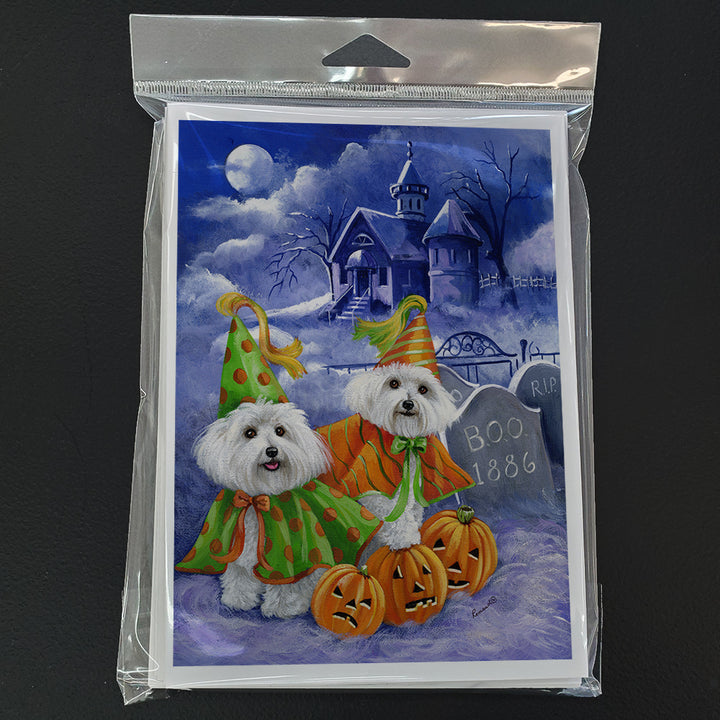 Bichon Frise Halloween Haunted House Greeting Cards and Envelopes Pack of 8 Image 1