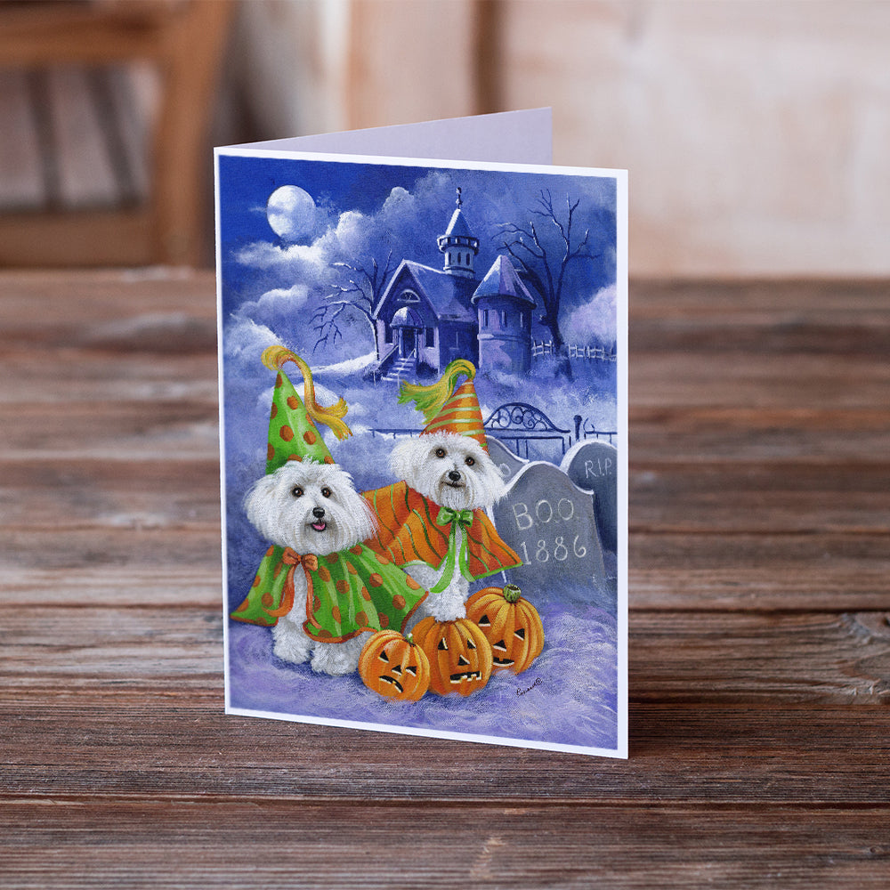 Bichon Frise Halloween Haunted House Greeting Cards and Envelopes Pack of 8 Image 2