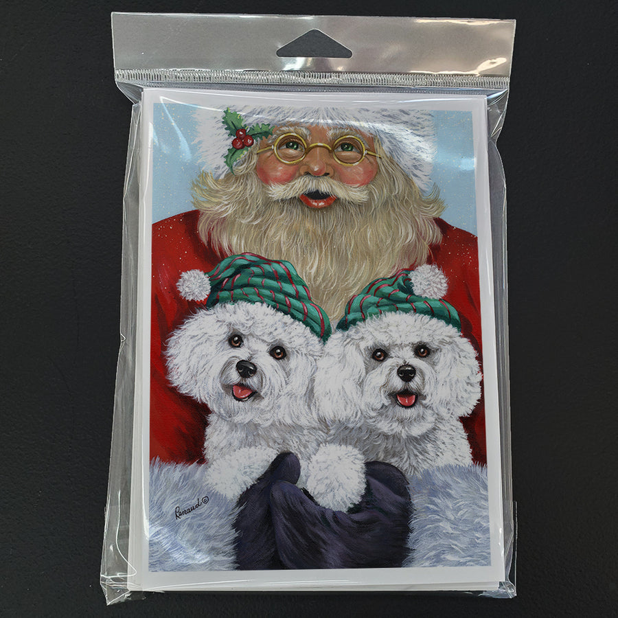 Bichon Frise Santa Christmas Greeting Cards and Envelopes Pack of 8 Image 1