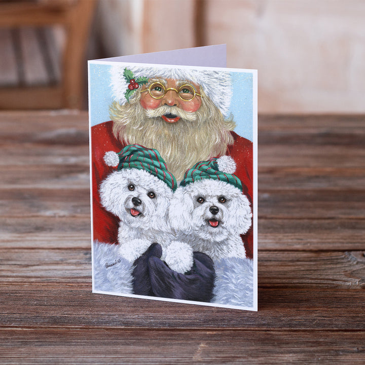 Bichon Frise Santa Christmas Greeting Cards and Envelopes Pack of 8 Image 2