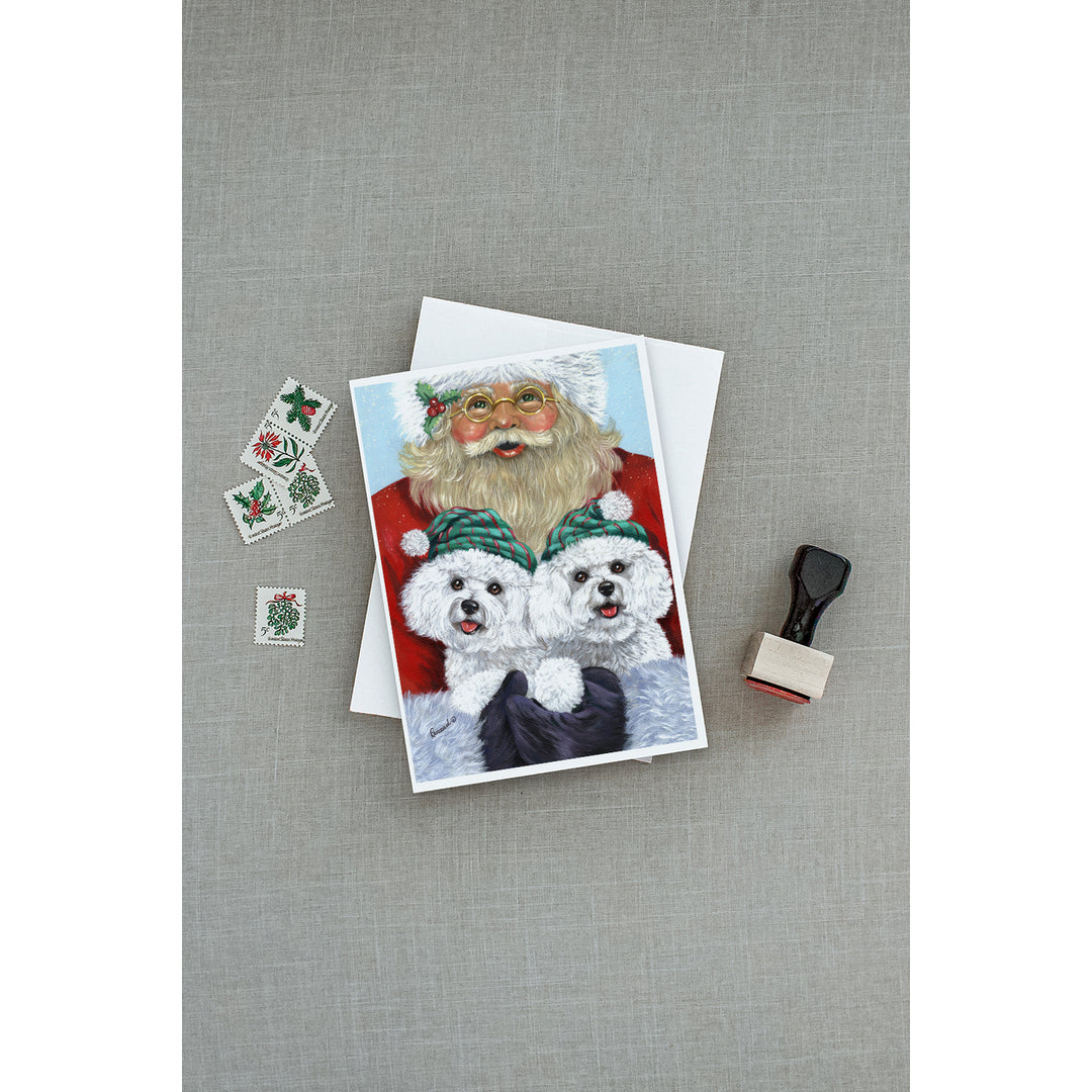 Bichon Frise Santa Christmas Greeting Cards and Envelopes Pack of 8 Image 3