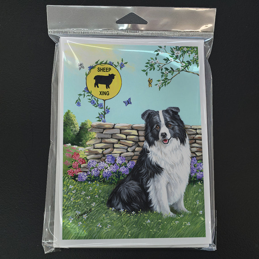 Border Collie Crossing Greeting Cards and Envelopes Pack of 8 Image 1