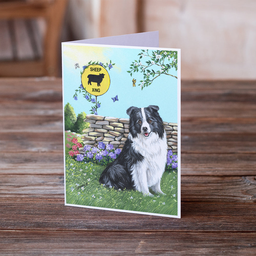 Border Collie Crossing Greeting Cards and Envelopes Pack of 8 Image 2