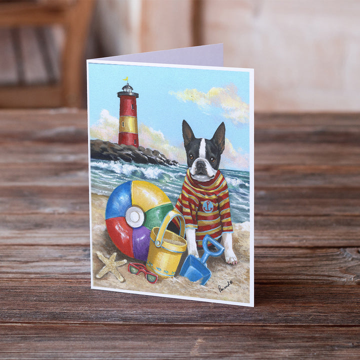 Boston Terrier Beach Baby Greeting Cards and Envelopes Pack of 8 Image 2