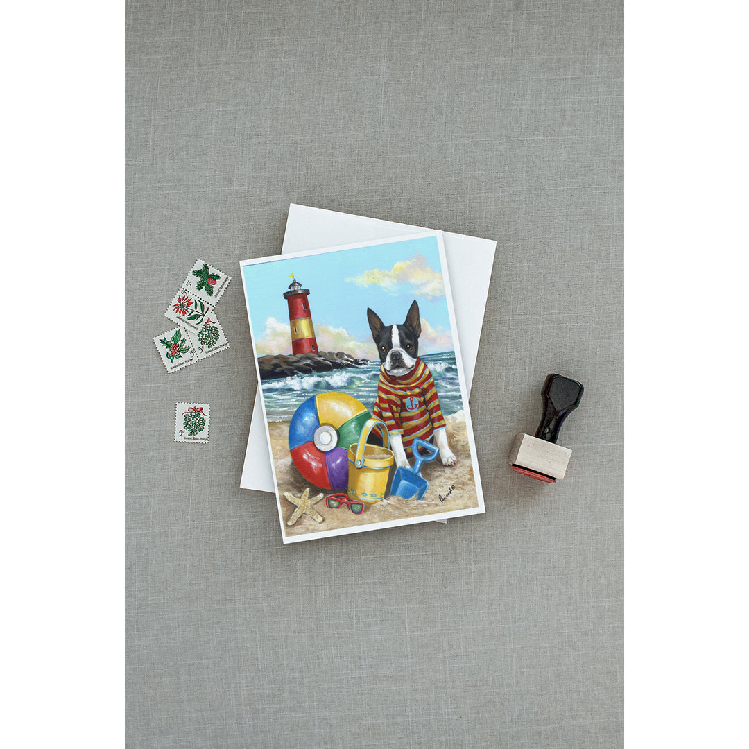 Boston Terrier Beach Baby Greeting Cards and Envelopes Pack of 8 Image 3