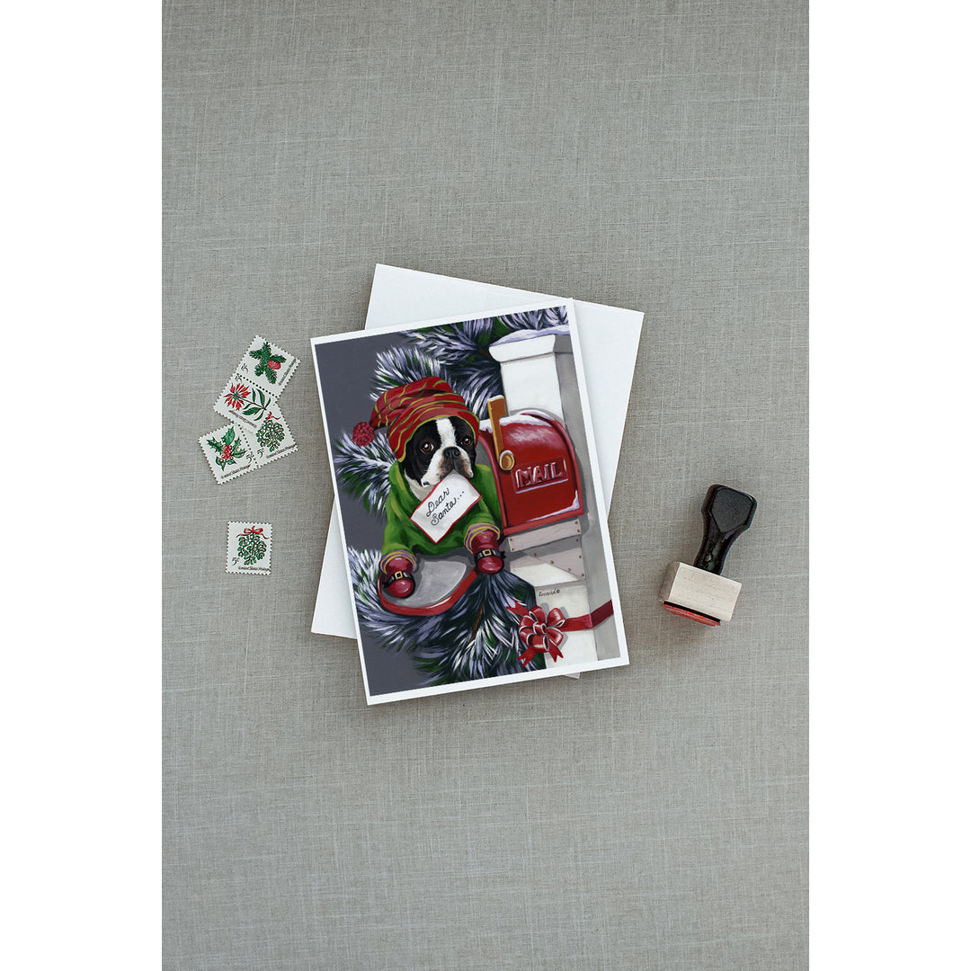 Boston Terrier Letter to Santa Christmas Greeting Cards and Envelopes Pack of 8 Image 3