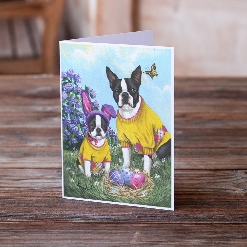 Boston Terrier Easter Bunny Greeting Cards and Envelopes Pack of 8 Image 2