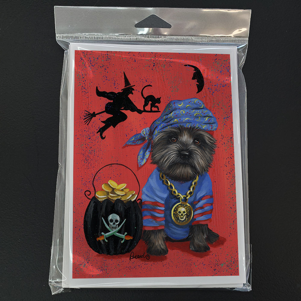 Cairn Terrier Black Pirate Halloween Greeting Cards and Envelopes Pack of 8 Image 1