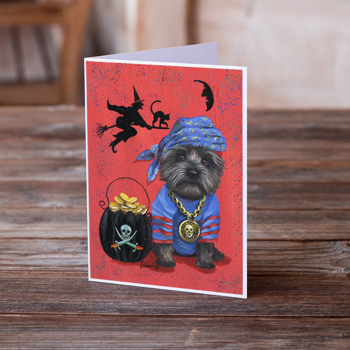 Cairn Terrier Black Pirate Halloween Greeting Cards and Envelopes Pack of 8 Image 2