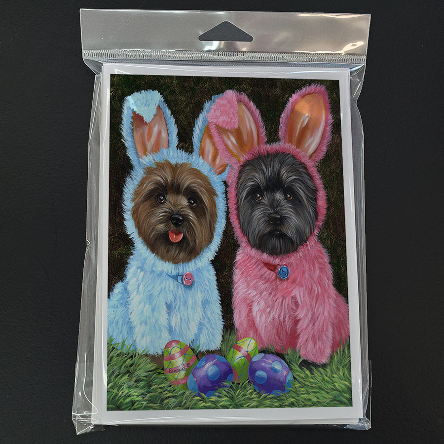 Cairn Terrier Easter Bunnies Greeting Cards and Envelopes Pack of 8 Image 1