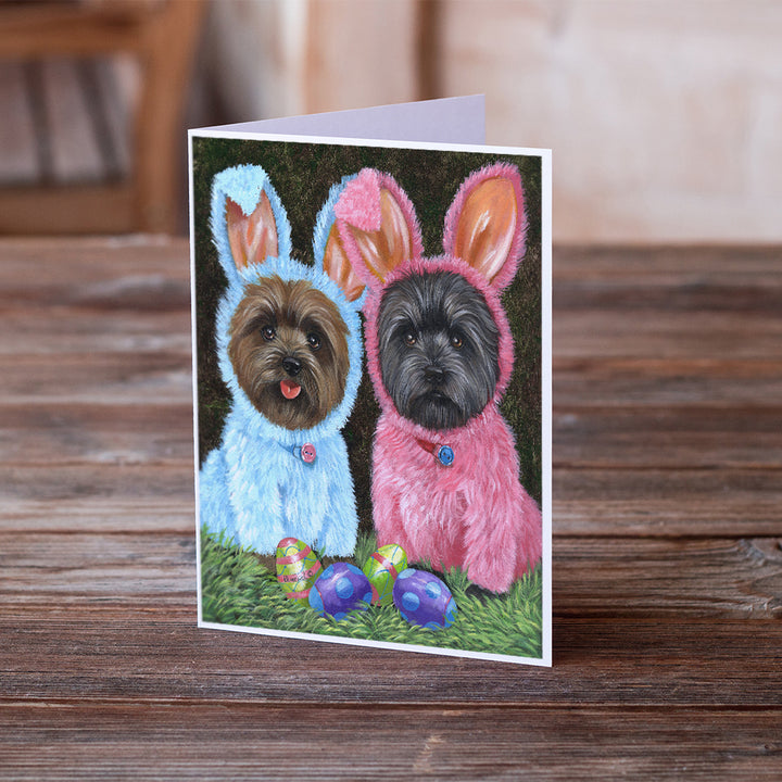 Cairn Terrier Easter Bunnies Greeting Cards and Envelopes Pack of 8 Image 2