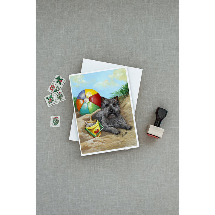 Cairn Terrier At the Beach Greeting Cards and Envelopes Pack of 8 Image 3