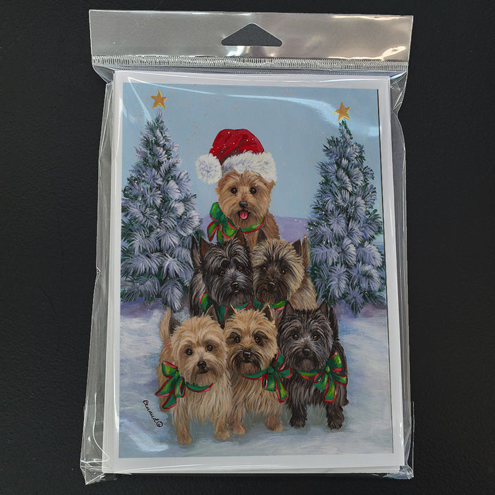 Cairn Terrier Christmas Family Tree Greeting Cards and Envelopes Pack of 8 Image 1